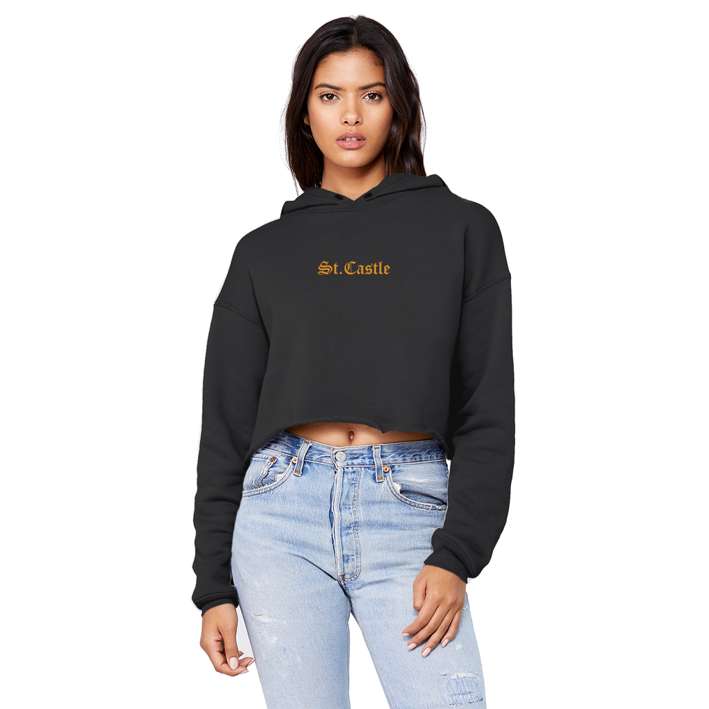 St. Castle Cropped Raw Edge Boyfriend Hoodie