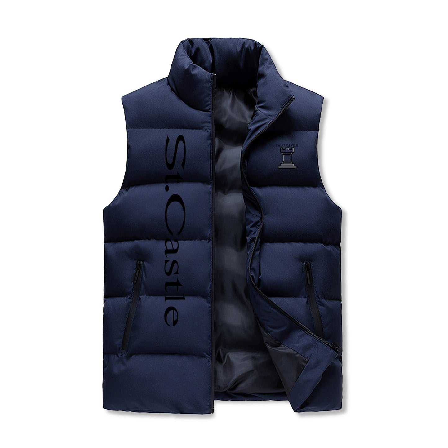 Mens Warm Stand Collar Zip Up Puffer Vest