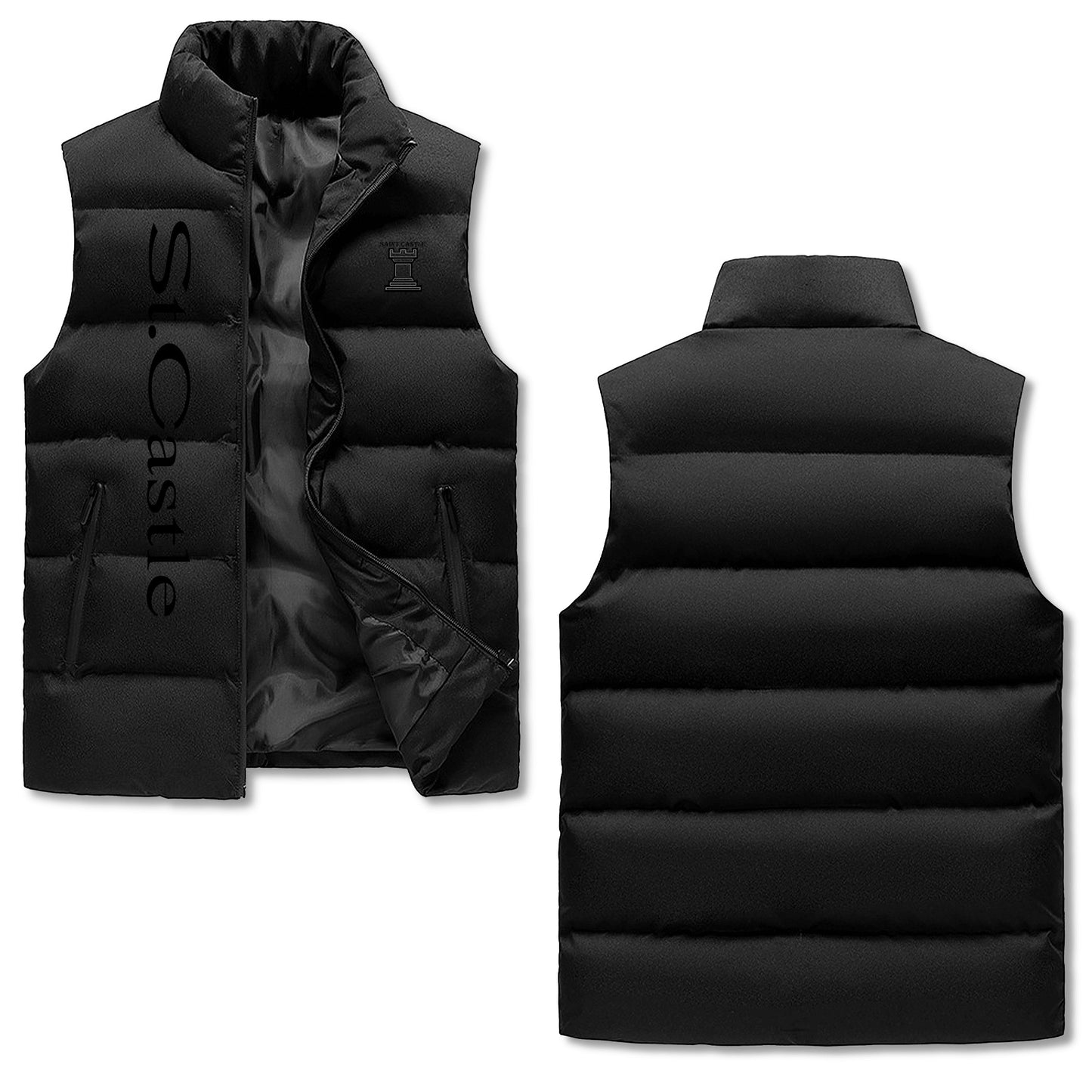 Mens Warm Stand Collar Zip Up Puffer Vest