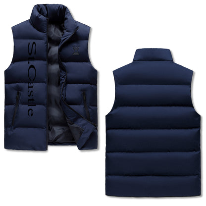 Mens Warm Stand Collar Zip Up Puffer Vest