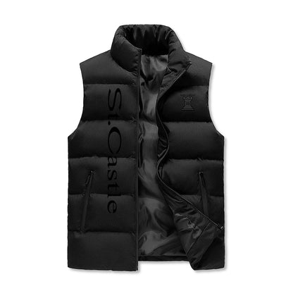 Mens Warm Stand Collar Zip Up Puffer Vest