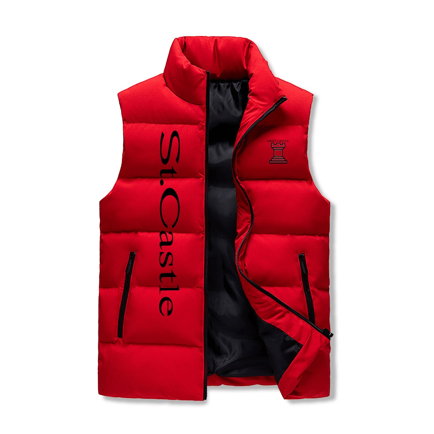 Mens Warm Stand Collar Zip Up Puffer Vest