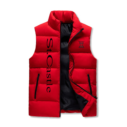 Mens Warm Stand Collar Zip Up Puffer Vest