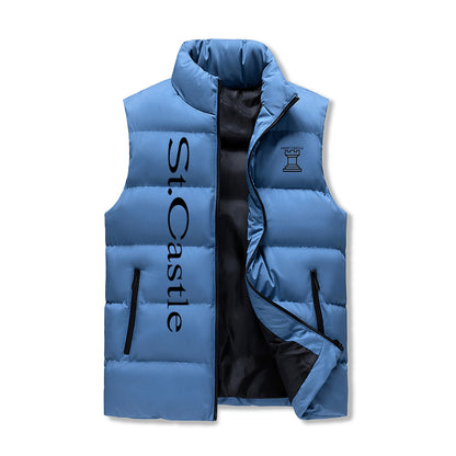 Mens Warm Stand Collar Zip Up Puffer Vest