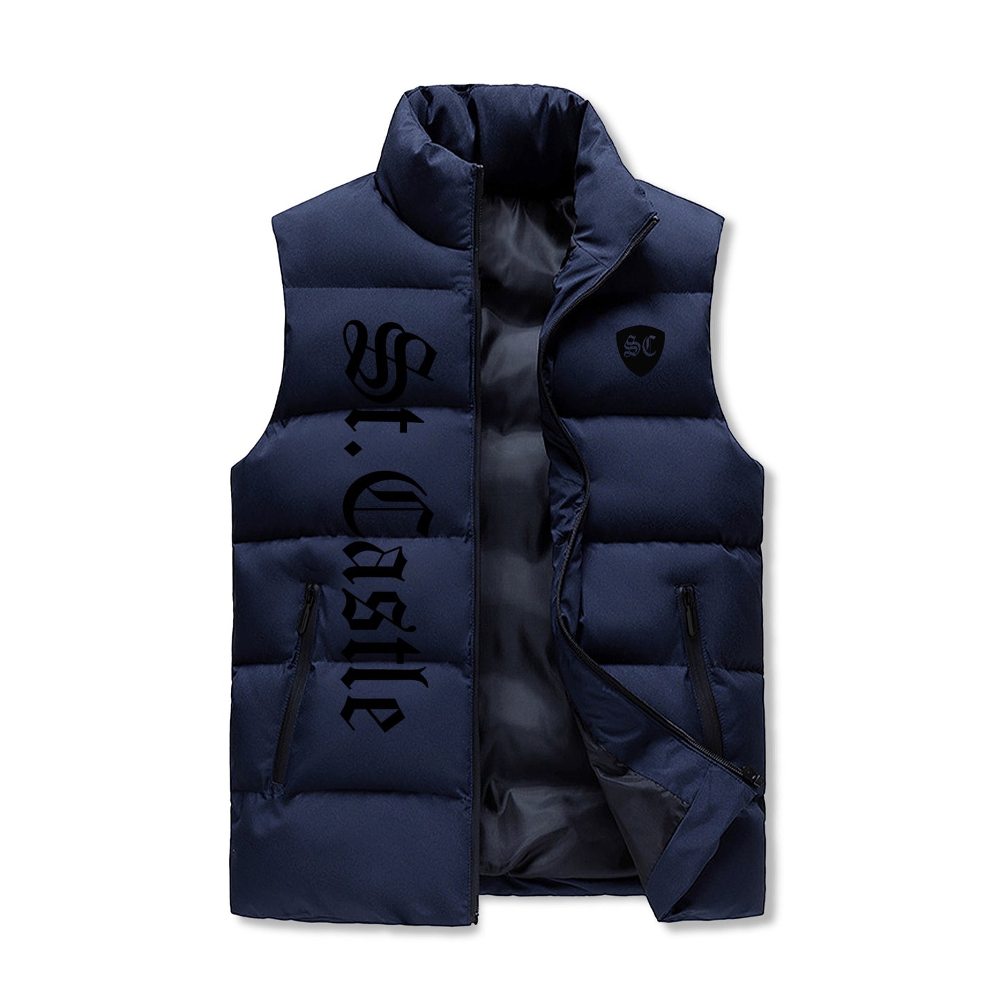 Warm Stand Collar Zip Up Puffer Vest Saint Castle