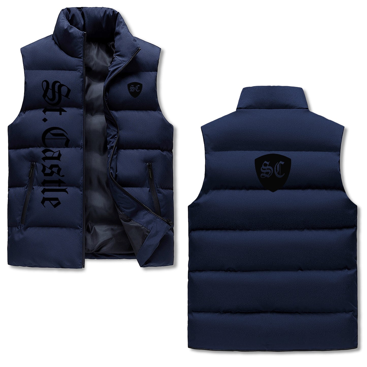 Warm Stand Collar Zip Up Puffer Vest Saint Castle