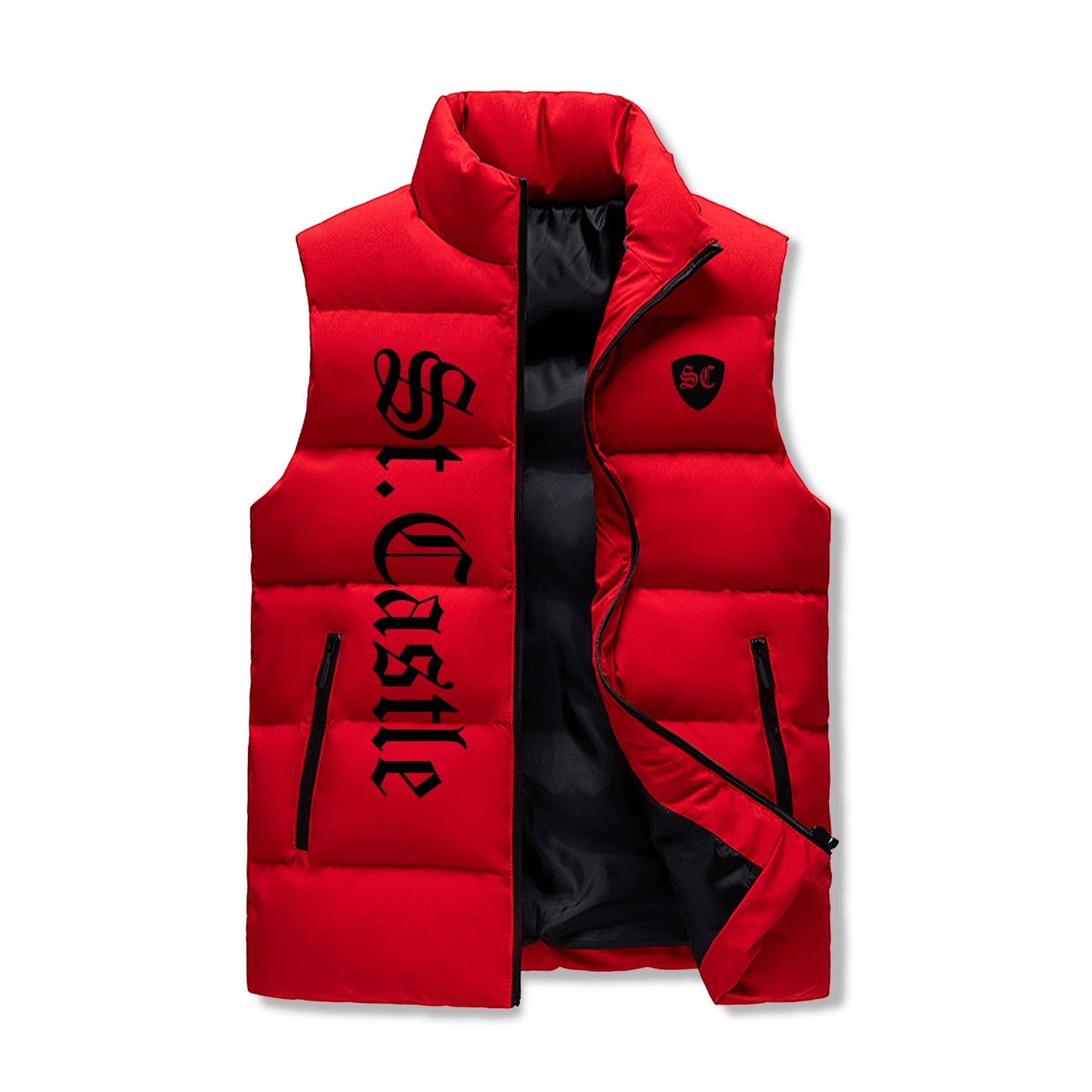 Warm Stand Collar Zip Up Puffer Vest Saint Castle