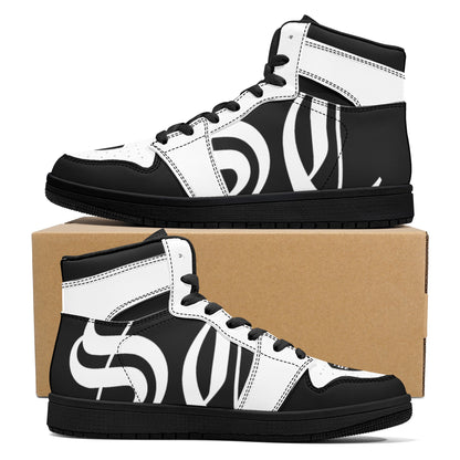 Womens Black High Top Leather Sneakers St.Castle