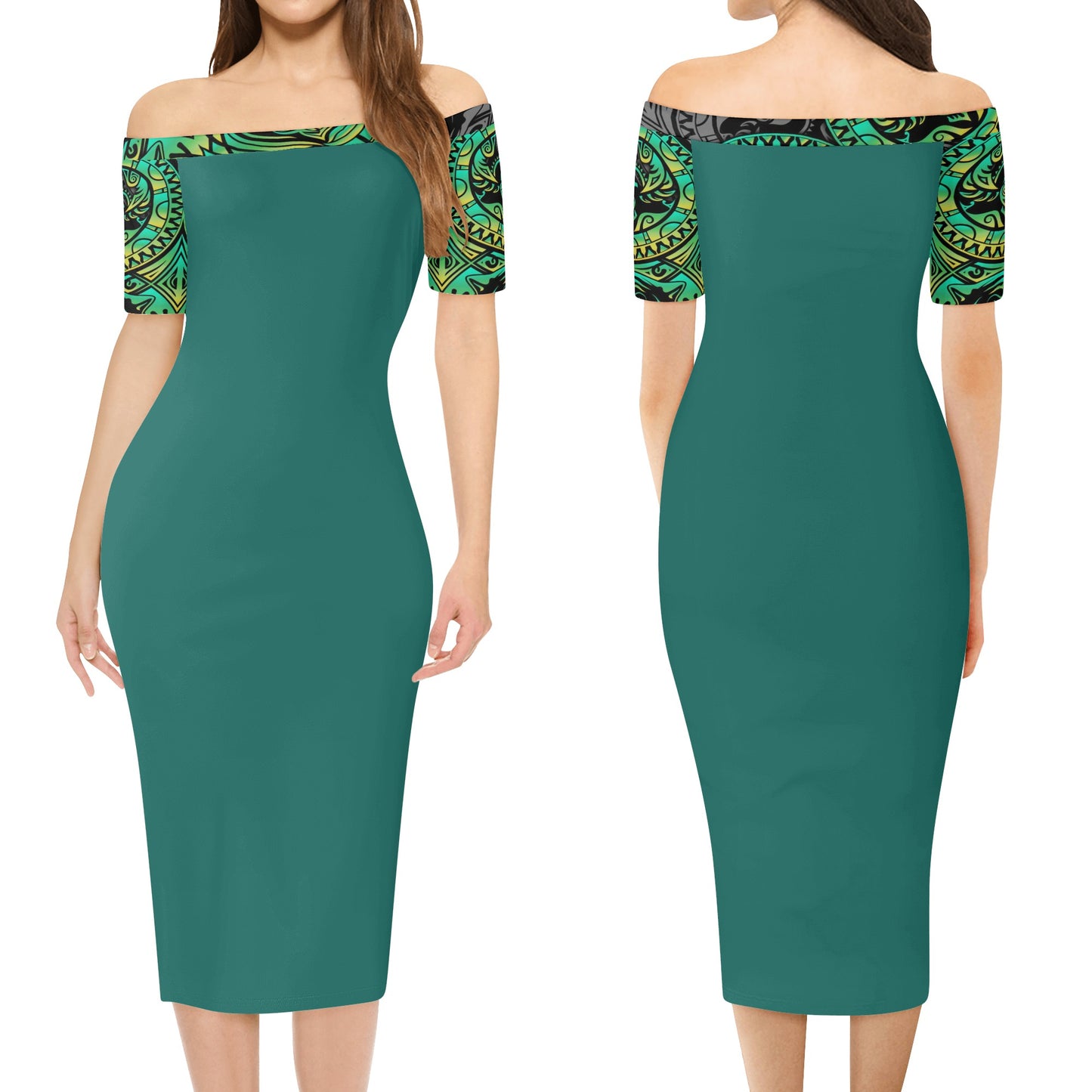 Womens Off The Shoulder Office Lady Dress Green St Castle