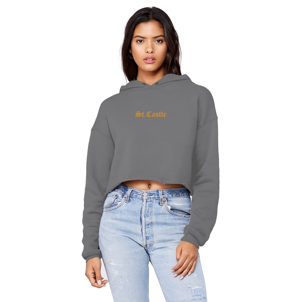 St. Castle Cropped Raw Edge Boyfriend Hoodie