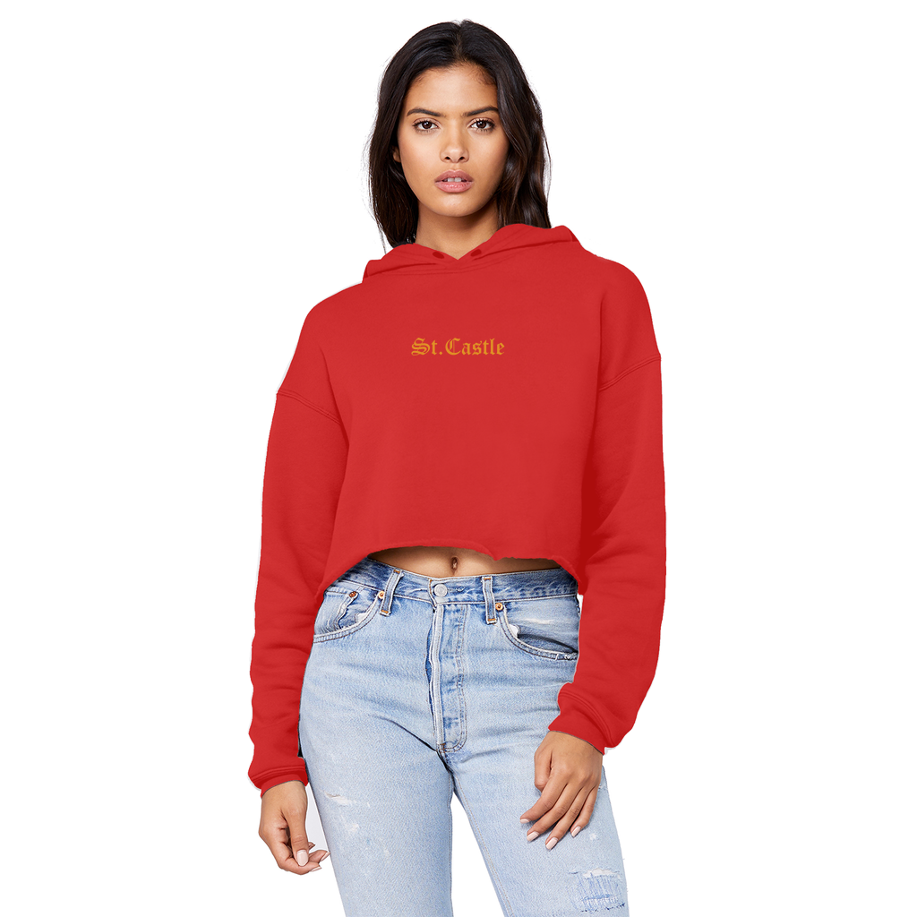 St. Castle Cropped Raw Edge Boyfriend Hoodie