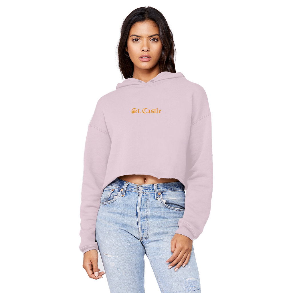 St. Castle Cropped Raw Edge Boyfriend Hoodie