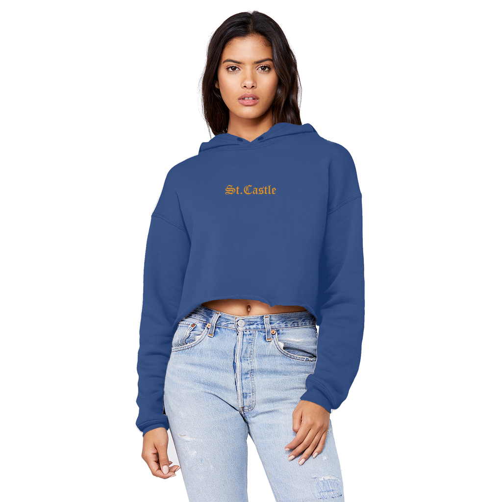 St. Castle Cropped Raw Edge Boyfriend Hoodie