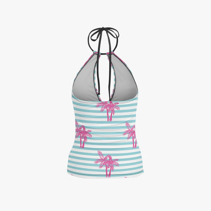 1033. Halter Top Two-Piece Tankini Swimsuit St.Castle