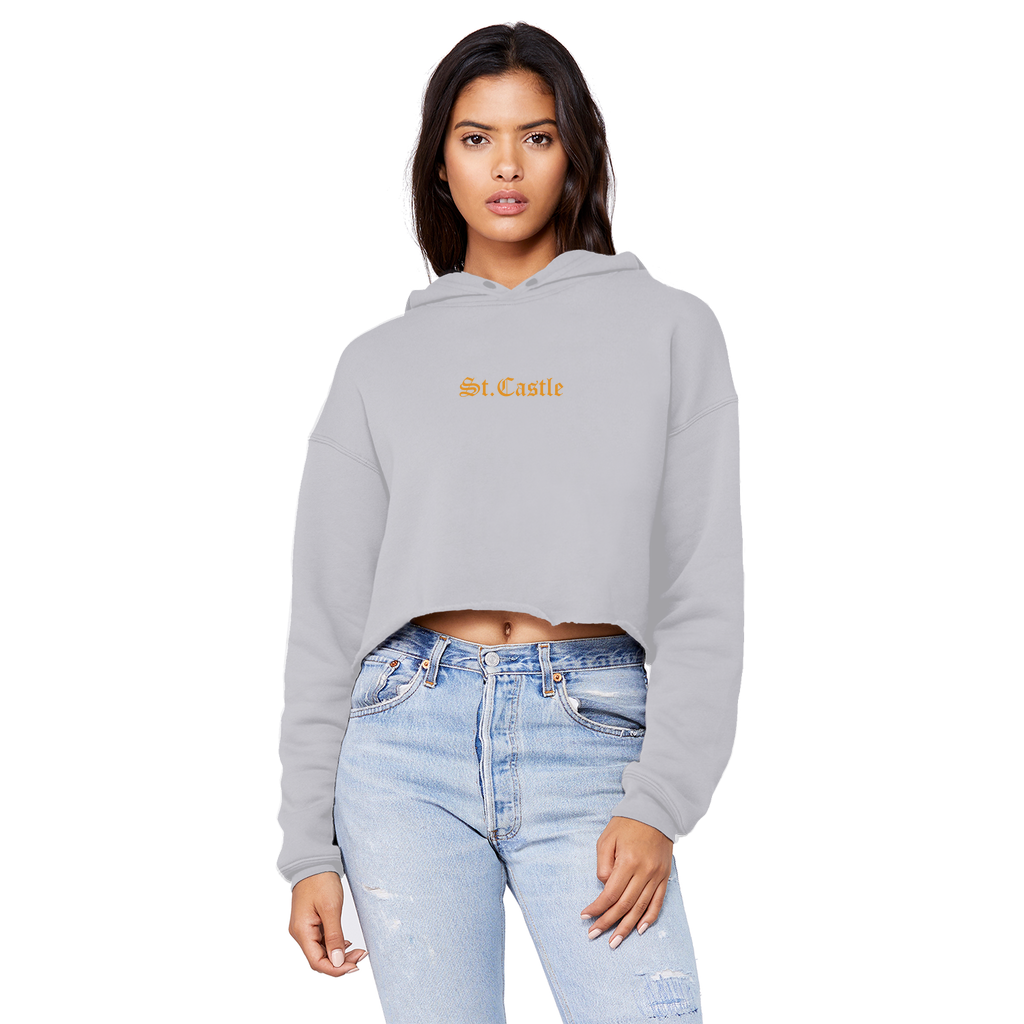 St. Castle Cropped Raw Edge Boyfriend Hoodie