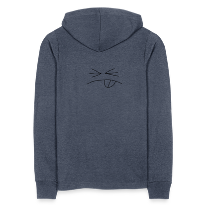 Unisex Long Sleeve Hoodie Shirt Squint face - heather navy